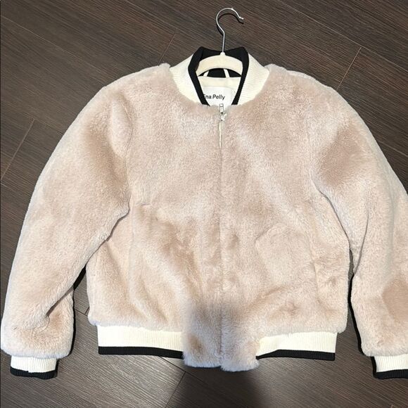 ENA PELLY Core Essential Faux Fur Bomber Jacket In Bone, 2 - Picture 3 of 9